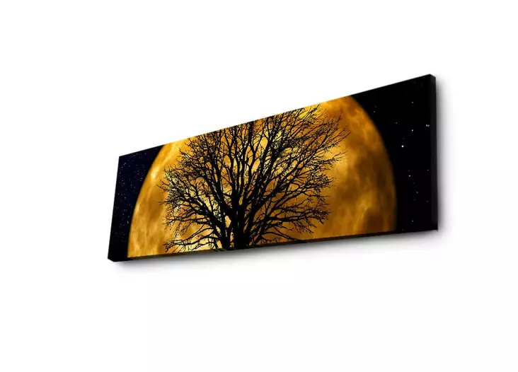 Koristeellinen LED-valaistu Suede-kangastaulu 30x90 cm - Monivärinen, 100% Puinen Kehys, Paristokäyttöinen - Taulut ja kehykset - 8681181427033 - 1