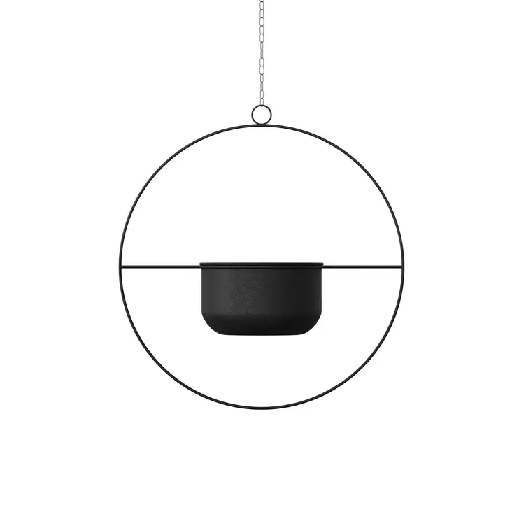 Koristeellinen ruukku, musta, Koko: 40 cm x 40 cm x 17 cm, kestävä, kevyt, helppo ripustaa - Ruukut - 8684282473633 - 1