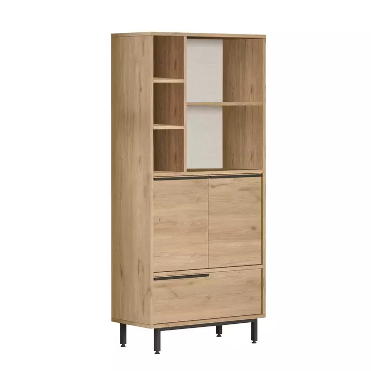 Kylpyhuonekaappi, Pähkinä, 100% Melamiinipinnoitettu Lastulevy, 18 mm, 74,8x161,6x35,5 cm, Metallijalat, 1 Paketti - Kylpyhuonekalusteet - 8684282369363 - 1