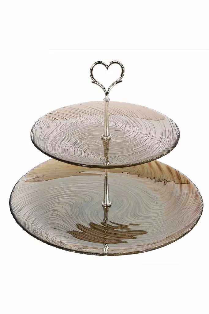 Lasinen Keksilautanen 21 cm ja 28 cm, Fume, Ei Astianpesukone- tai Mikroaaltouunikelpoinen, Tyylikäs Keittiötarvike - Lautaset - 8684283721573 - 1