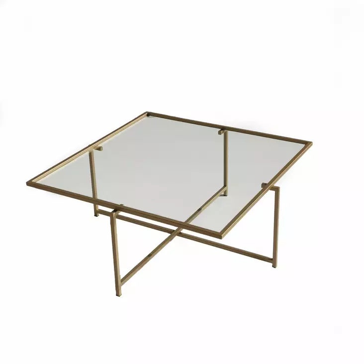 Moderni Glamour Sohvapöytä - Kulta - 100% Karkaistu Lasi - Metallijalat - 85x35x85 cm - Tahrankestävä - Yksi Paketti - Sohvapöydät - 8683342949613 - 1