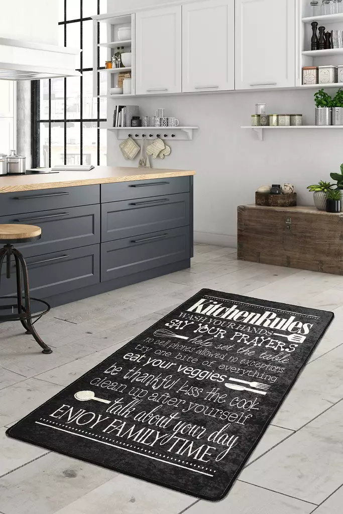 Monivärinen eteisen matto käytävämatto 80x200 cm - Antibakteerinen, Konepestävä, Liukumaton, 100% Polyesteri, 10 mm Paksuus - Pienet matot ja käytävämatot - 8681875669213 - 1