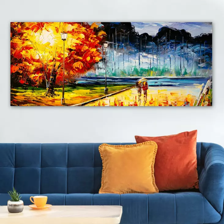 Monivärinen Koristeellinen Canvas-taulu 50x120 cm - 100% Puukehys, 3 cm Paksuus - Tyylikäs Sisustuselementti - Taulut ja kehykset - 8682870431423 - 1