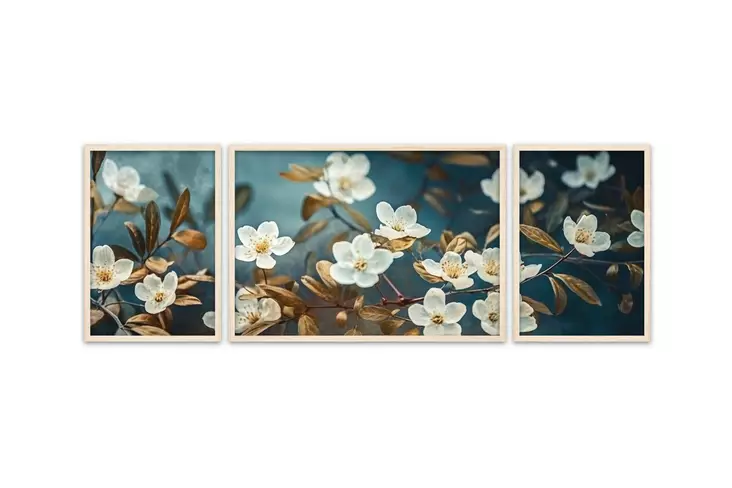 Monivärinen MDF-seinäkoriste: 3-osainen kehystetty maalaus, 100% MDF ja puukehys, 50x35 cm ja 50x70 cm - Taulut ja kehykset - 8684283206483 - 1