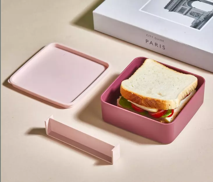 Pinkki Muovinen Eväsrasia 14x14x5 cm - Kestävä, Vuotamaton, Astianpesukone- ja Mikroaaltouuninkestävä, BPA-vapaa - Eväsrasiat ja ruoansäilytysastiat - 8684282896463 - 1