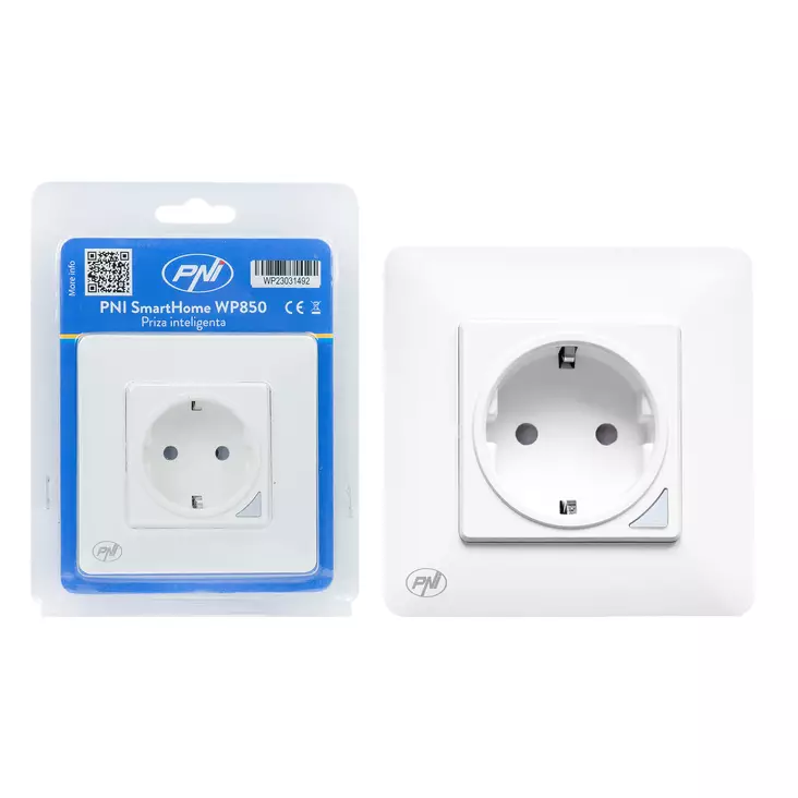 PNI SmartHome WP850 WiFi-älypistorasia, tasakiinnitys, internet-ohjaus, erillinen PNI Smart- tai Tuya-sovellus, yhteensopiva Amazon Alexan ja Google Homen kanssa - PNI tuotteet - 5949066518713 - 1