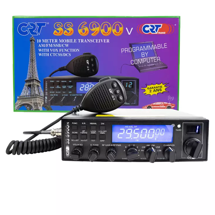 Radioamatööriasema CRT SS 6900 VOX CB, AM, FM, USB, SSB, CW, PA, 28-29.7Mhz, ASQ, RF Gain, Roger Beep, 12V, ohjelmoitava - PNI tuotteet - 3140650006353 - 1