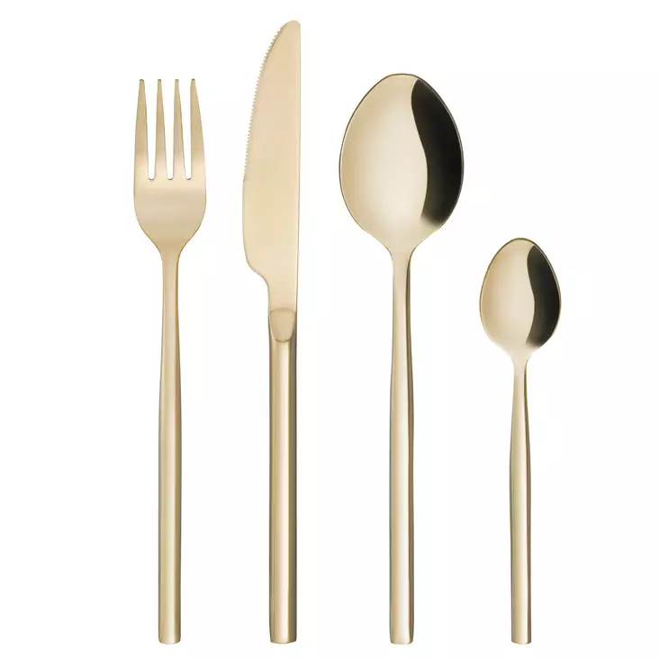 Ruokailuvälineet Maku Resteel kulta 16kpl - Aterimet ja ottimet - 6410416516523 - 1