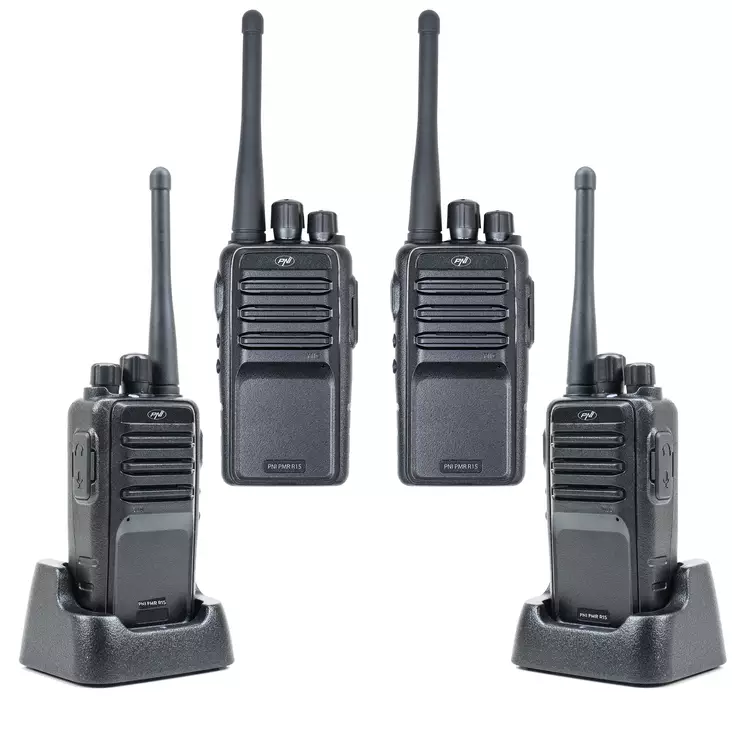 Sarja 4 kannettavaa radioasemaa PNI PMR R15 0,5W, 16 ohjelmoitavaa kanavaa, 16 PMR ja 50 CTCSS ja 104 DCS-ääntä, ASQ, TOT, näyttö, ohjelmoitava, 1200 mAh akku - Radiopuhelimet ja megafonit - 5949066542763 - 1