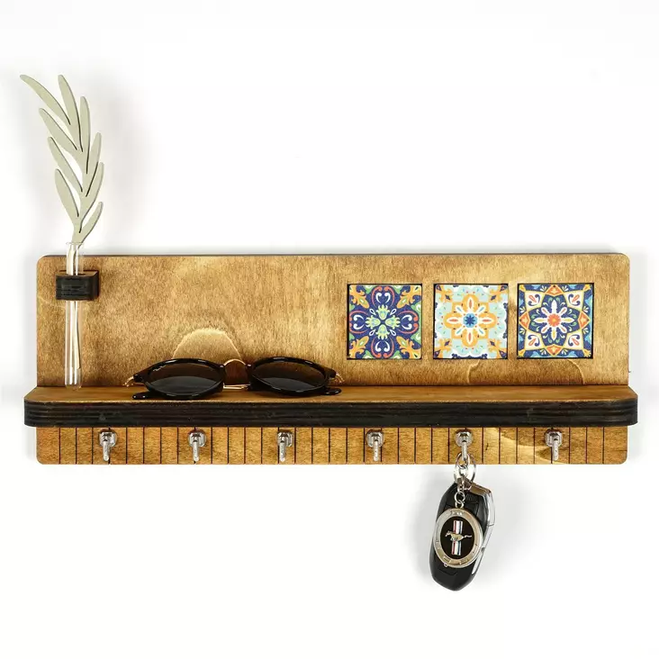 Seinähylly, Pähkinä, 100% Kangas, 18 mm, 40x14x8 cm, Tyylikäs ja Käytännöllinen Avainpidike, Yksi Paketti - Seinähyllyt - 8684282095613 - 1