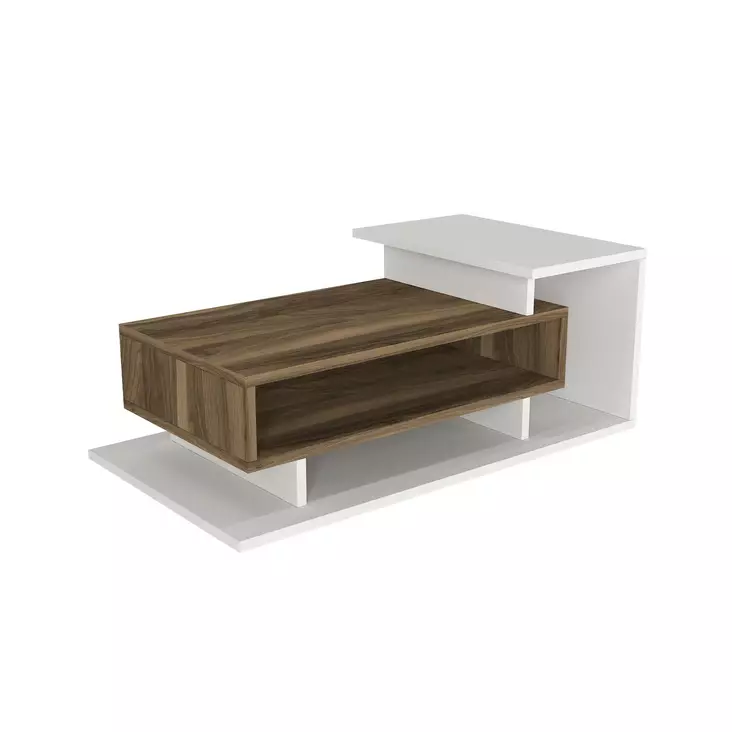 Skandinaavinen Valkoinen Pähkinä sohvapöytä - 90x50x35 cm - Monikäyttöinen Säilytystilalla - 18 mm Melamiinipinnoite - Sohvat - 8681181613603 - 1