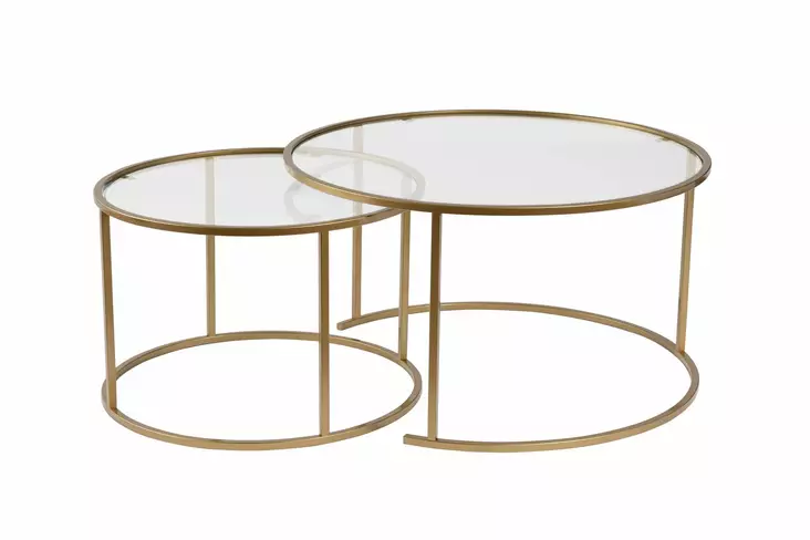 Sohvapöytäsarja, kulta läpinäkyvä, 80 cm leveä, kestävä, moderni design - Sohvapöydät - 8684283511693 - 1