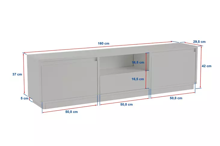 TV-taso, atlantinmänty, 160cm x 42cm x 29,5cm, kestävä, tilava, tyylikäs - TV-tasot - 8684283112043 - 1