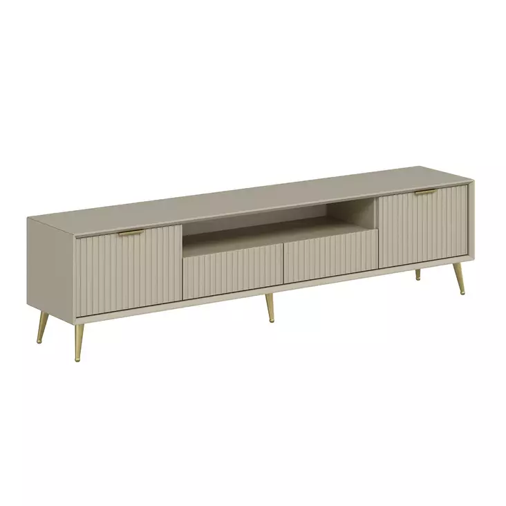 TV-taso Sandstone, 180x45x35 cm, 100% melamiinipinnoitettu lastulevy, 18 mm, 3 pakettia, kestävä ja tyylikäs - TV-tasot - 8684282991243 - 1