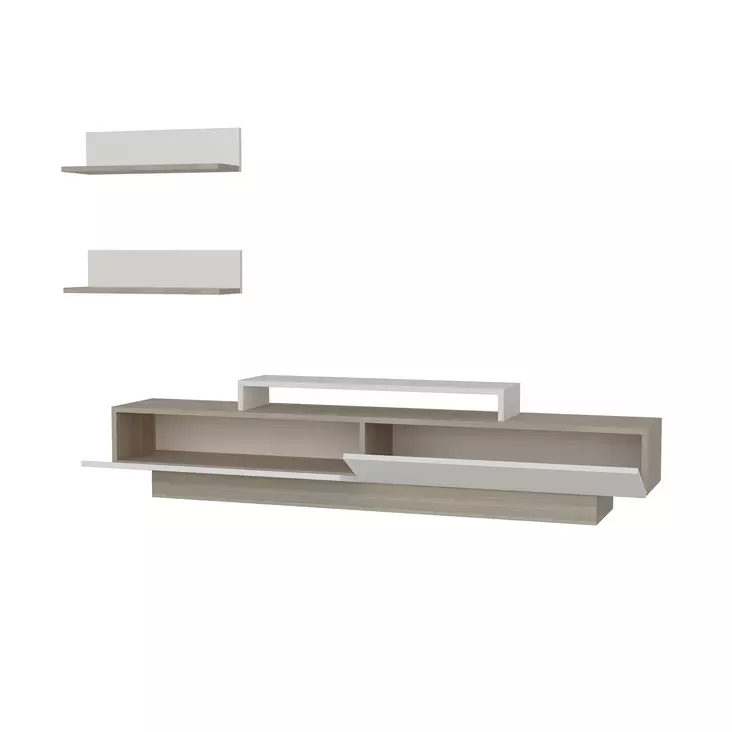 TV-taso, valkoinen cordoba, 180 cm leveä, kestävä, tilava - TV-tasot - 8681181979853 - 1