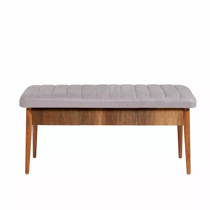 Tyylikäs ja Monikäyttöinen Penkki: 100% Samettia, Pähkinä Soho, Säilytystila 95x12x27 cm, Sarviapilajalat, 18 mm Paksuus - Penkit - 8681875791303 - 1