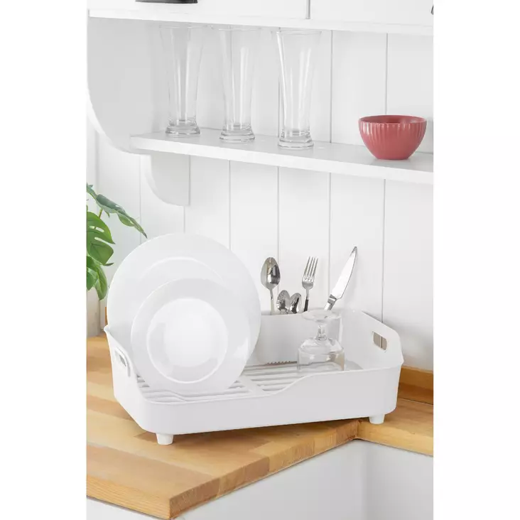 Valkoinen 100% Muovinen Astiankuivausteline 27x43x12 cm - BPA-vapaa, Astianpesukoneen Kestävä, Tyylikäs ja Tilaa Säästävä - Päivittäiskeittiötarvikkeet - 8684282978053 - 1
