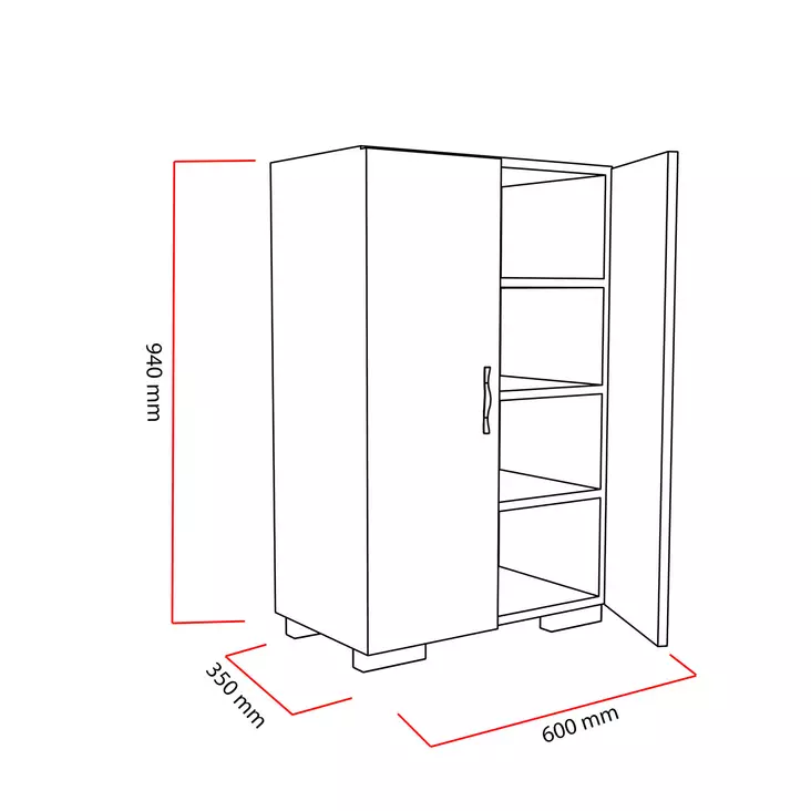 Valkoinen Kenkäkaappi - 100% Melamiinipinnoitettu Lastulevy, 18mm, 60x94x35cm, Useita Hyllyjä, Seinään Kiinnitettävä - Kenkäkaapit - 8681181980743 - 1