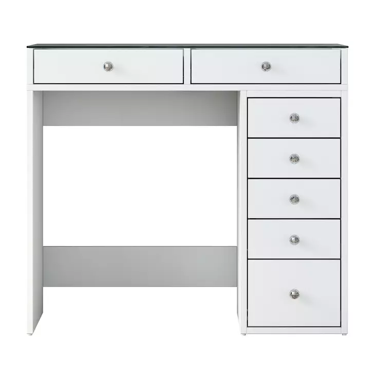 Valkoinen Meikkipöytä - 100% Melamiinipinnoitettu Lastulevy, 18 mm, 90x79,8x44,5 cm, 2 Pakettia, Tyylikäs ja Kestävä - Meikkipöydät - 8683742031673 - 1