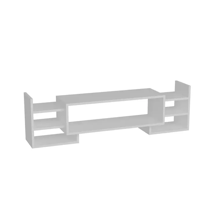 Valkoinen TV-taso - Moderni ja Tyylikäs - 100% Melamiinipinnoitettu - 115x38,2x29,6 cm - Useita Hyllyjä - Seinään Kiinnitettävä - TV-tasot - 8681181627433 - 1