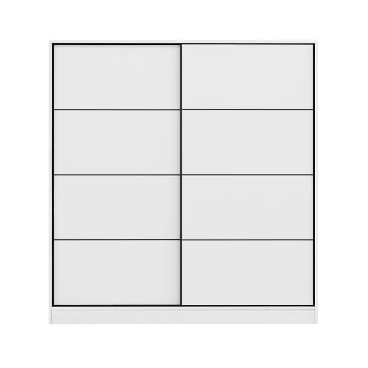Valkoinen Vaatekaappi 180x190x52 cm - 100% Melamiinipinnoitettu Lastulevy, Useita Hyllyjä, 18 mm Paksuus - Vaatekaapit - 8683742562153 - 1