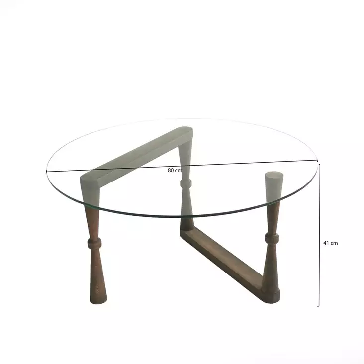 Walnut-sävyinen 100% Pyökkipuu Sohvapöytä, Karkaistu Lasi, 80x41x80 cm, Valmiiksi Koottu, 2 Pakettia - Sohvat - 8682870558533 - 1