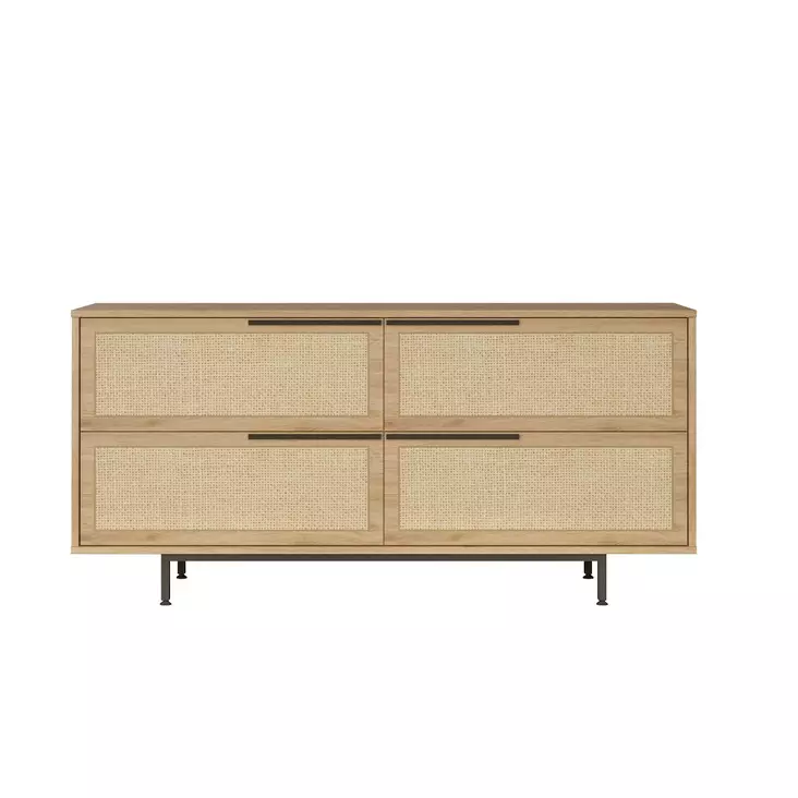 Walnut Oak Konsoli - 100% Melamiinipinnoitettu Lastulevy, 18 mm, 160x74,3x44,5 cm, Metallijalat, 2 Pakkausta - Lipastot ja senkit - 8684282369073 - 1