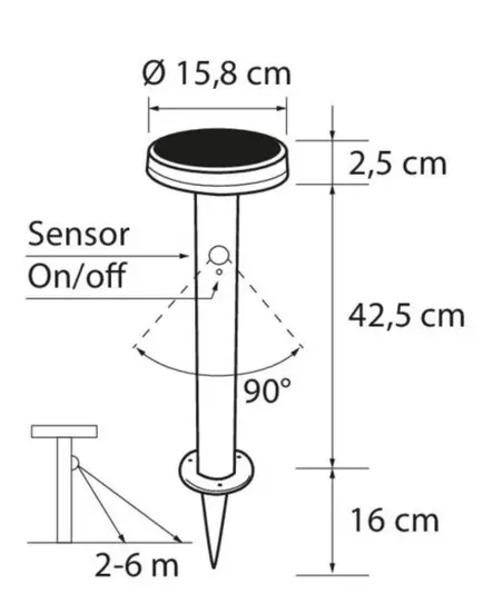Alan solar pihavalaisin 45 cm harm 4000k - Koristevalot - 6435200263254 - 2