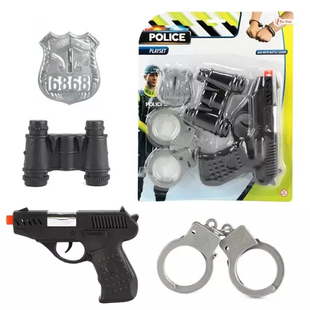 Poliisin pistooli ja k=C3=A4siraudat - Lasten työkalut ja ammattilelut - 8714627141504 - 1
