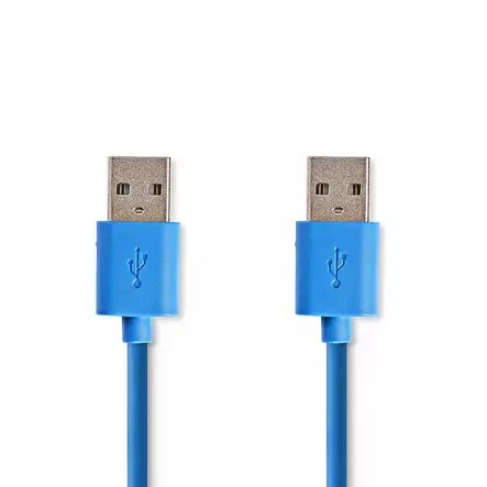 USB kaapeli | USB 3.2 Gen 1 | USB-A Uros | USB-A Uros | 5 Gbps | Niklattu | 2.00 m | Pyöreä | PVC | Sininen | Kirjekuori - Tietokone ja verkko - 5412810275144 - 1