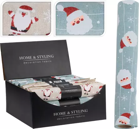 Joulukoristekangas home & styling – festiivinen santa & lumihiutale -kuosi, 28x150 cm, laadukas diy - Joulun kattaus - 8721037521154 - 1