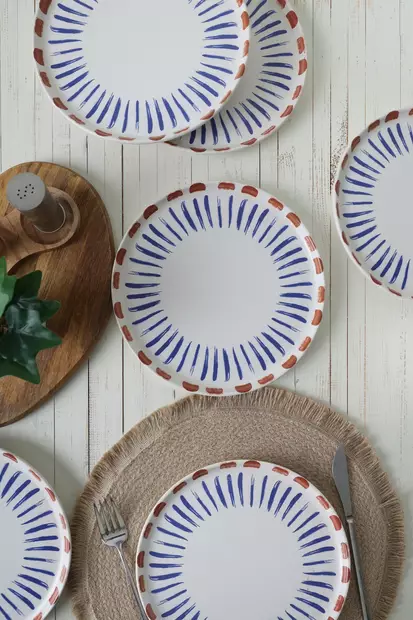 Kakkuottimet 6-osainen Setti - 100% Keraaminen Kivitavara, Matta Valkoinen, Antibakteerinen, Ekologinen, 22 cm - Tarjoiluastiat - 8684282802334 - 2