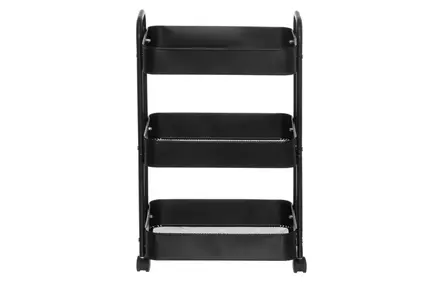 Korivaunu 3-tasoinen pyörillä musta - Hyllyt ja naulakot - 6410416427294 - 2