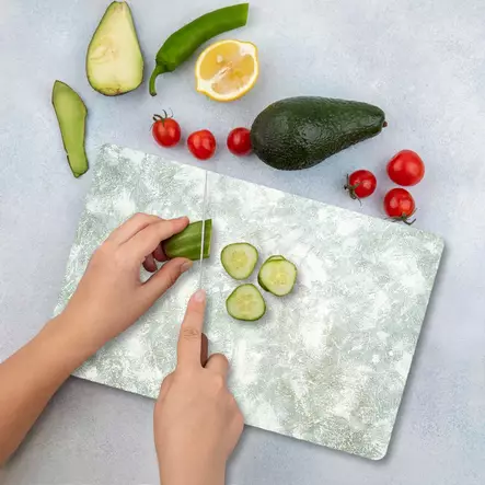 Monivärinen 100% Karkaistu Lasi Leikkuulauta 20x30 cm - Antibakteerinen, Helppo Puhdistaa, Liukumaton Silikoni - Keittiötyövälineet - 8684283728534 - 1