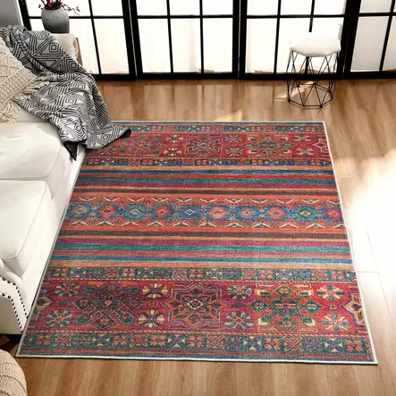 Monivärinen Matto 60x100 cm - 100% Polyesteri, Antibakteerinen, Ekologinen, Konepestävä, Liukumaton Alapinta - Pienet matot ja käytävämatot - 8683342895484 - 2