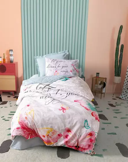 Ranforce Young pussilakanasetti, minttu, 160 x 220 cm, pehmeä, helppohoitoinen - Lakanat ja tyynyliinat - 8684282476344 - 1