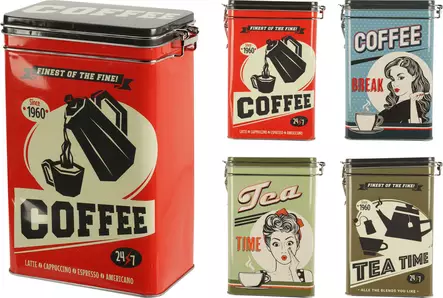 Retro metallinen kahvi- ja teepurkki - Kahvi- ja teeastiat - 8720573847384 - 1
