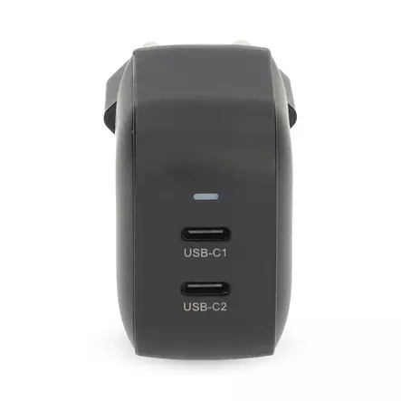 Seinälaturi | 45 W | GaN | PD3.0 | 2.25 A / 3.0 A | Lähtöliitäntöjen määrä: 2 | 2x USB-C | Automaattinen Jännitteen Valinta | Musta - Verkkolaturit - 5412810470204 - 10
