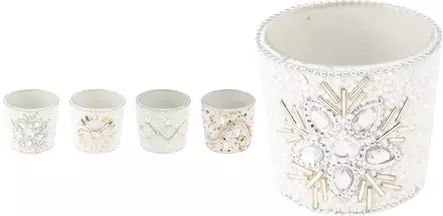 Tuikkukynttilänjalka hopea, 4 kuosia - Kynttilät ja lyhdyt - 8721037100014 - 1