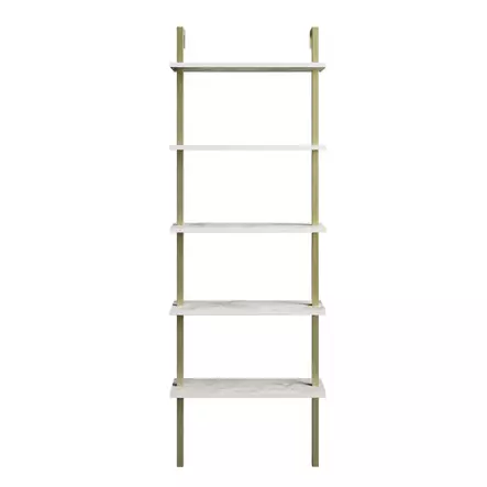 Valkokultainen Kirjahylly - 100% Melamiinipinnoitettu Lastulevy, Metallijalat, 60x174x22 cm, Useita Hyllyjä - Hyllyt ja naulakot - 8681875920994 - 1