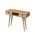 2-Tasoinen Tammi Valkoinen Sivupöytä - 100% Melamiinipinnoitettu, 18mm, PU Nahkakahva, Puujalat, 100x87,6x30cm - Sivu- ja apupöydät - 8681875126914 - 1