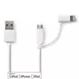 2 in 1 kaapeli | USB 2.0 | USB-A Uros | Apple Lightning 8-Pin / USB Micro-B Uros | 480 Mbps | 1.00 m | Niklattu | Pyöreä | PVC | Valkoinen | Muovipussi - Lightning-kaapelit - 5412810280094 - 1