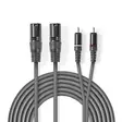 Balansoitu Audiojohto | 2x XLR 3-Pin uros | 2x RCA uros | Niklattu | 1.50 m | Pyöreä | PVC | Tummanharmaa | Pahvikotelo - Audiokaapelit - 5412810295784 - 1
