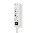 Jatkojohto | Maadoitettu virtaliitin / Tyyppi F (CEE 7/7) | 3-suuntainen | 1.50 m | 3680 W | 16 A | Maadoituksen tyyppi: Sivukontaktit | 230 V AC 50/60 Hz | Pistokannan kulma: 45 ° | H05VV-F 3G1.5mm² | On/off-kytkin | Valkoinen - Jatkojohdot - 5412810323234 - 1