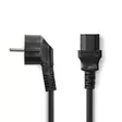 Sähköjohto | Suko Uros | IEC-320-C13 | Kulma | Suora | Niklattu | 2.00 m | Pyöreä | PVC | Musta | Laatikko - Virtakaapelit ja liittimet - 5412810289394 - 1