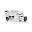 Satelliitti- ja antenni-sovitin | IEC (Coax) Uros | 2x koaksiaali naaras | Niklattu | 75 Ohm | T-jakaja | Metalli | Hopea | 1 kpl | Laatikko - Antenniliittimet ja adapterit - 5412810289554 - 1
