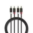 Stereoäänikaapeli | 2x RCA uros | 2x RCA uros | Kullattu | 5.00 m | Pyöreä | Antrasiitti | Laatikko - Audiokaapelit - 5412810265114 - 1