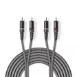 Stereoäänikaapeli | 2x RCA uros | 2x RCA uros | Niklattu | 1.50 m | Pyöreä | Tummanharmaa | Pahvikotelo - Audiokaapelit - 5412810295364 - 1