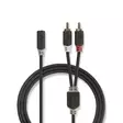 Stereoäänikaapeli | 2x RCA uros | 3.5 mm naaras | Kullattu | 0.20 m | Pyöreä | Antrasiitti | Laatikko - Audiokaapelit - 5412810265534 - 1