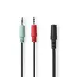 Stereoäänikaapeli | 3.5 mm naaras | 2x 3,5 mm, Uros | Niklattu | 0.20 m | Pyöreä | Musta | Laatikko - Audiokaapelit - 5412810335794 - 31